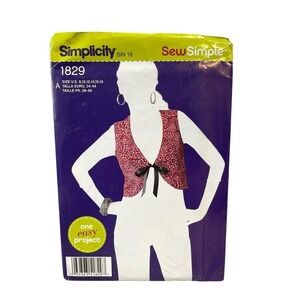 Simplicity 1829 Misses Vest Sewing Pattern Size 8-18 Easy Tie Front